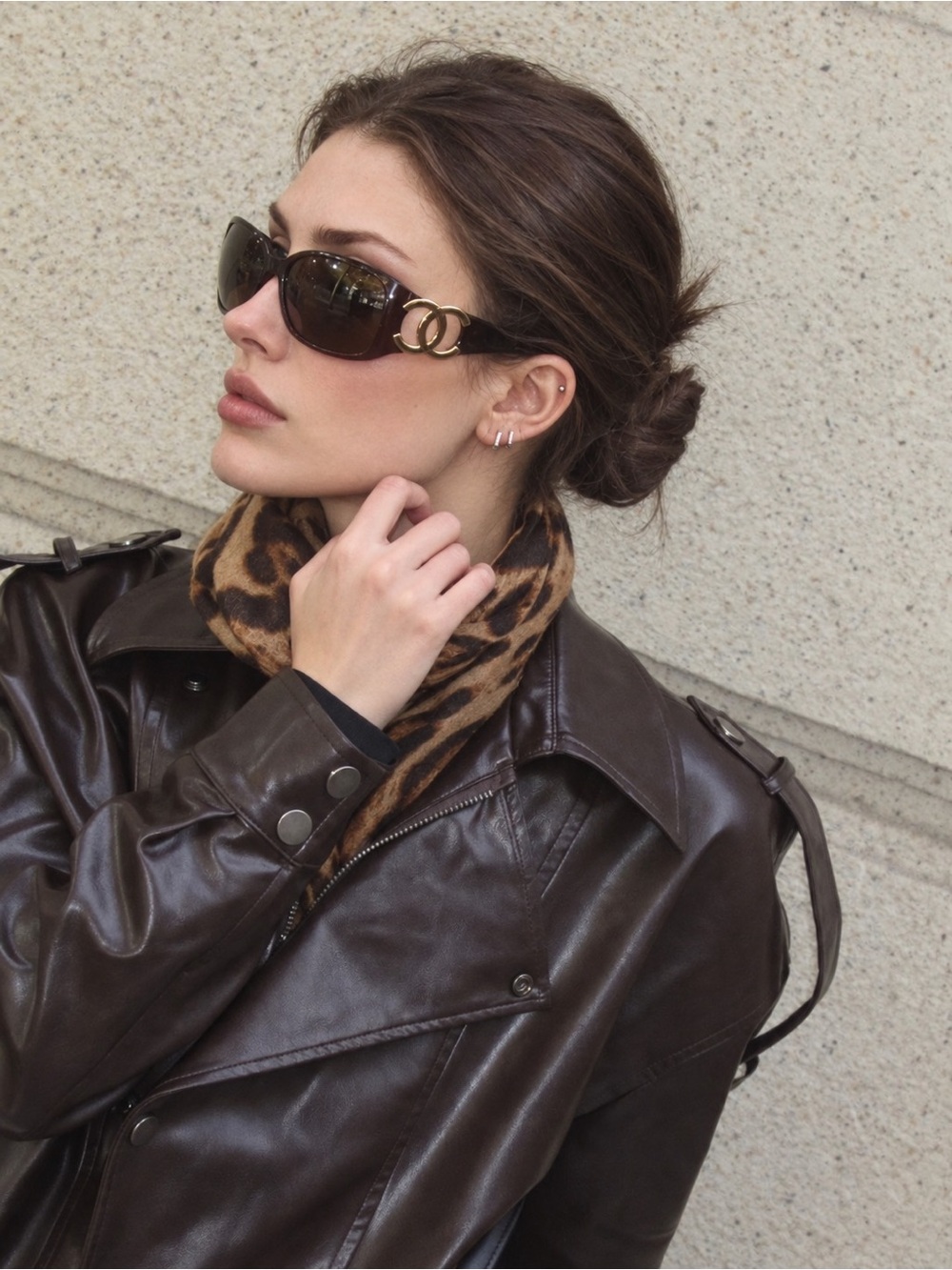 VTG CHANEL Gold CC Logo Oversized Sunglasses Brown 6014 c.879/13